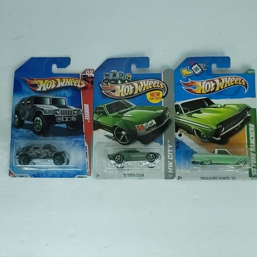 Lot of 3 Hot Wheels Humvee Race Treasure Hunts 65 Ford 70 Celica NEW Die Cast